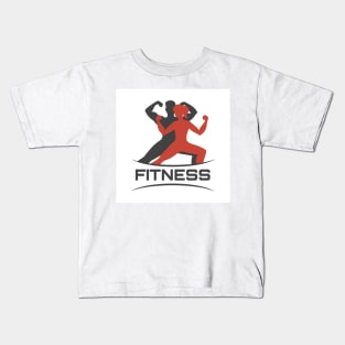 Fitness Logo with Posing bodybuilders Kids T-Shirt